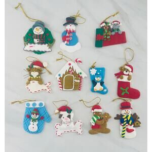 Set of 11 Christmas Clay Ornaments